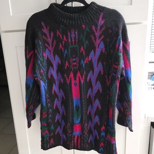Vintage Colorful Patterned Women's Sweater Medium MADE by Le Rouge